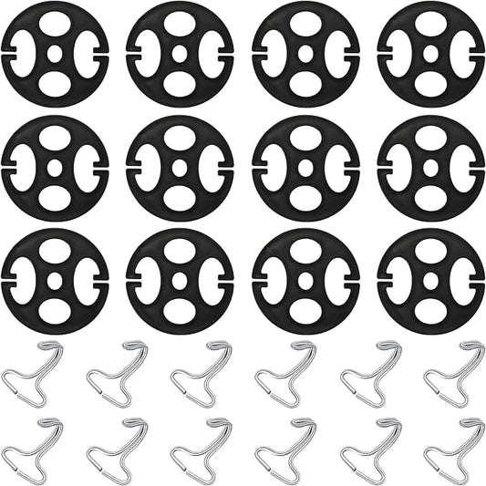 24 Pieces Car Seat Cover Plum Plate Metal Hook,12 Pcs Plastic Car Seat Covers Chucks,12 Pcs Metal Hooks Locking Clip Plastic Card Fixed Fastener Buckle for Seat Replacements Accessories(Black)
