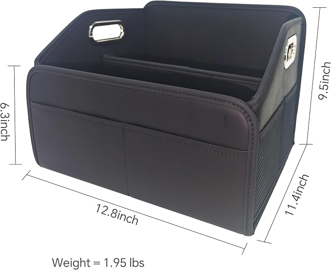 Car Trunk Organizers Small PU Leather，Car Basket for Organizers and Storage，Car Caddy Collapsible Multi Compartment Container Box