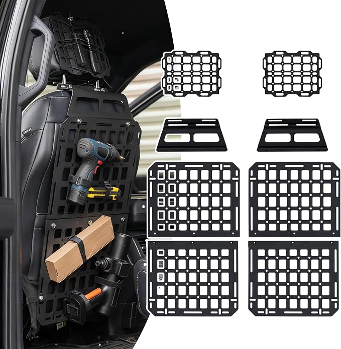 Tactical Seat Back & Headrest Molle Panel Compatible with 2015-2025 2026 Ford F150 Tactical Seat Back Organizers Rigid Headrest Molle Panel Storage Shelf for 2024 Ford F-150 Accessories (6PCS)