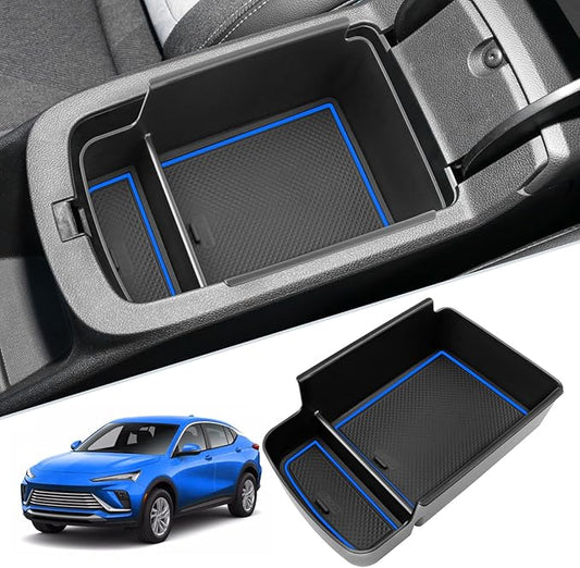 SKTU for 2024 2025 2026 Buick Envista Center Console Organizer 2024 2025 2026 Envista Console Tray 2024 2025 2026 Envista Accessories Armrest Box Envista Tray with Sunglasses Holder (Blue)