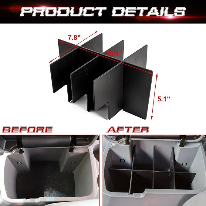 x xotic tech Interior Center Console Armrest Box Storage Container Holder Tray Organizer Divider, Compatible with Toyota Tacoma 2005-2015