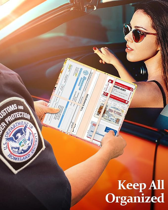 Slohif Car Registration and Insurance Card Holder with Magnetic Shut - Vehicle Glove Box Organizer Women Leather Automobile License Holders Coasters Auto Accessories Case for Document,Dog