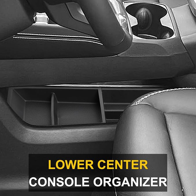 Lower Center Console Organizer Tray Compatible With 2026 2025 Gmc Terrain (Elevation Denali At4) Console Storage Interior Accessories - TPE, Black