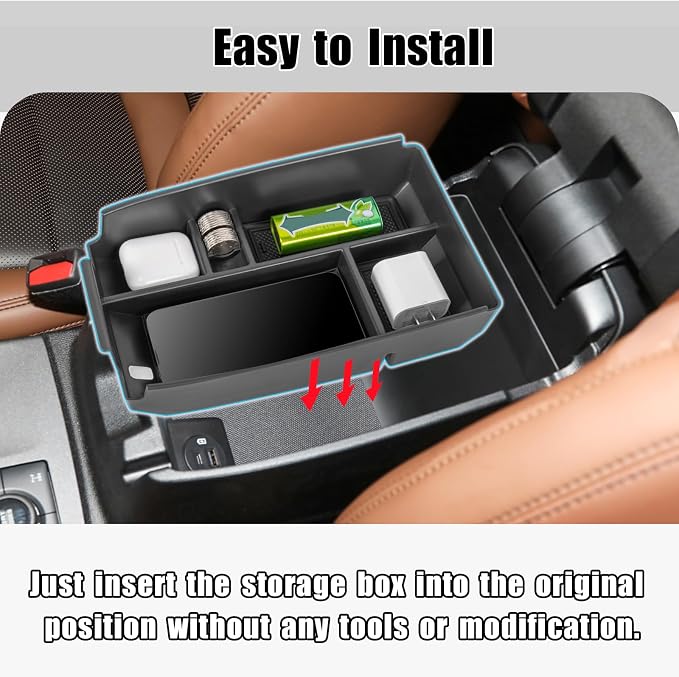 Center Console Organizer Tray Compatible with Ford Bronco Sport 2021-2025/ Escape 2020-2026 Armrest Storage Box Secondary Insert Storage Tray Interior Accessories