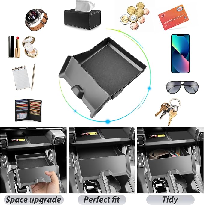 SKTU 2026 RAV4 Lower Drawer Storage Box for 2026+ Toyota RAV4 (LE/SE/XLE Premium/Woodland/XSE/Limited) Drawer Storage Box Toyota RAV4 2026 Accessories Rubber Drawer Console Organizer