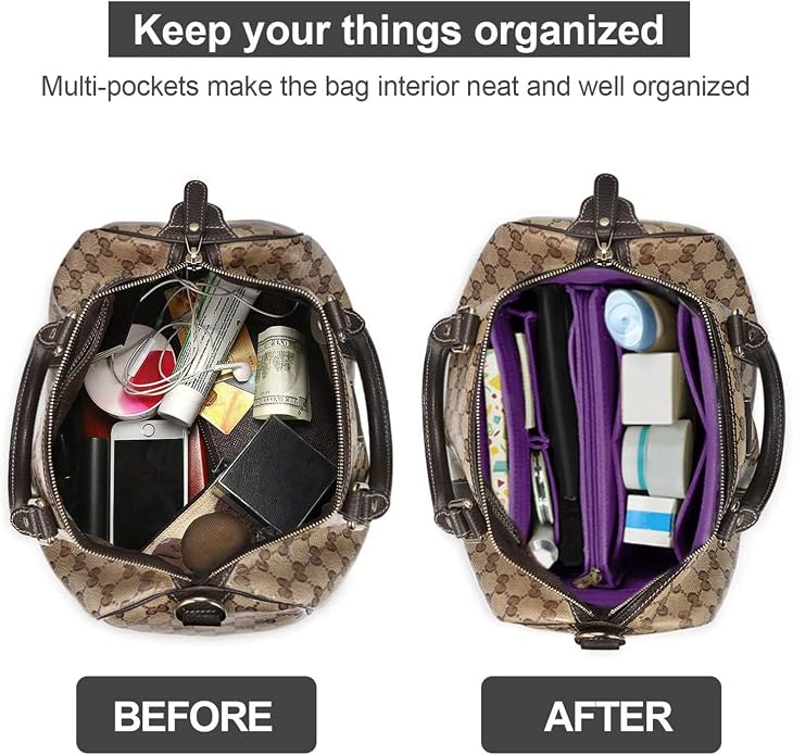 OMYSTYLE Purse Organizer Insert, Felt Tote Bag Organizer Insert with 5 Sizes, Handbag Dividers for Inside Purse, Compatible with Longchamp, Neverful, Speedy and More