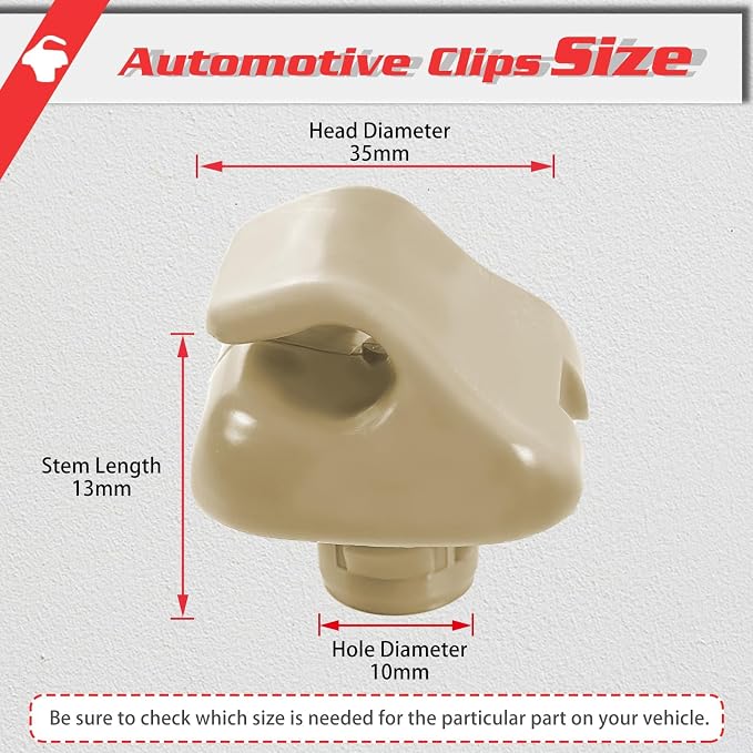 OTUAYAUTO 2PCS Sunvisor Clip Hook Compatible with 1998-2007 Accord 1996-2004 Civic 2007-2011 CR-V 1999-2010 Odyssey 2006-2011 Ridgeline, Replace 88217-S01-A01ZA Beige