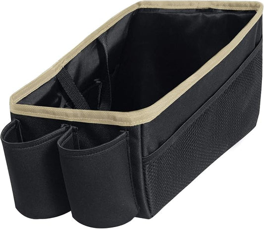 FH Group E-Z Travel Multi-Use Beige Car Organizer with Cup Holders | Back Seat Storage Beige