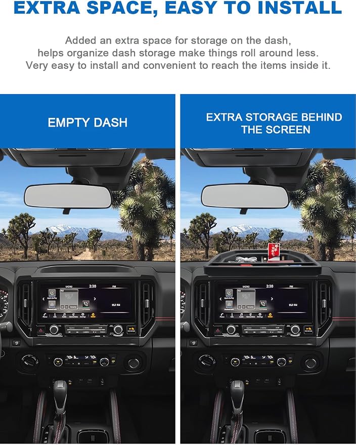 CDEFG for 2025 2026 Nissan Frontier Center Console Organizer Dashboard Storage Tray for 2025 2026 Nissan Frontier Accessories 13.2-Inch Touchscreen Dash Organizer Behind-Screen Tray