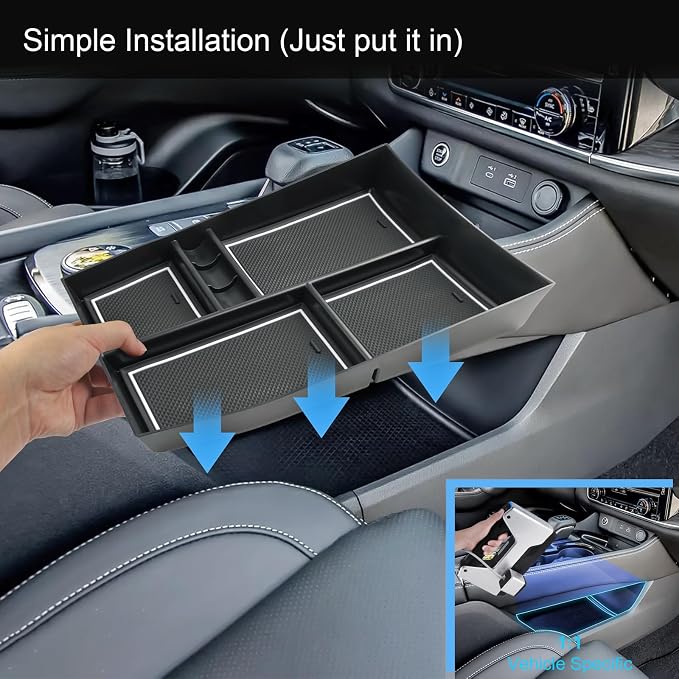 2021-2026 Rogue Center Console Organizer Lower, for Nissan Rogue (S/SV/SL/Platinum/Rock Creek/Dark Armor), Durable ABS &Anti-Slip Rubber Console Tray Insert 2026 2025 Rogue Accessories (White)