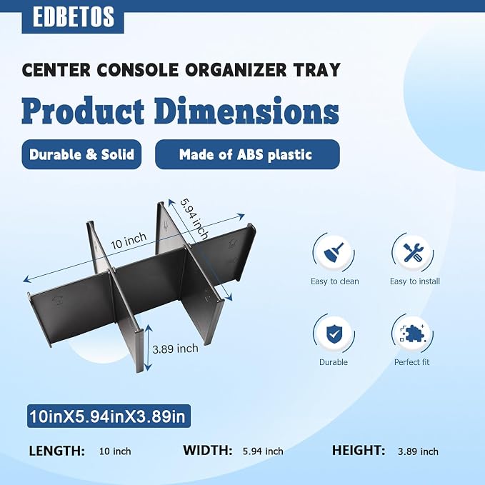 EDBETOS Center Console Divider Organizer Compatible with 2023 2024 2025 2026 Honda CRV Accessories LX/EX/EX-L/Sport Hybrid/Sport Touring Hybrid Armrest Secondary Insert Storage, Can Used w/Upper Tray