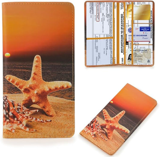 TILDOSAC Leather Car Registration and Insurance Card Holder, Car Document Holder for Cards License with Magnetic Shut(Orange)