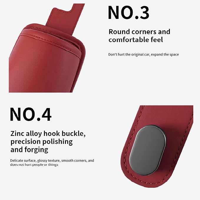 2-Pack Car Seat Back Cup Holder Organizer, Red | Faux Leather, With Hooks, Universal Backseat Storage, For Drinks, Bottles & Travel Accessories