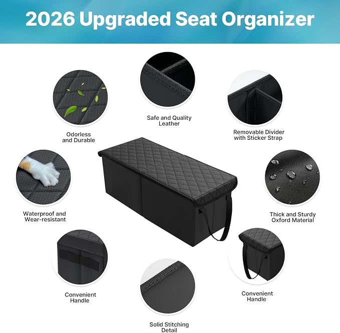 Mixsuper Liner Car Seat Organizer for 2026 Hyundai Palisade LX3, Console Organizer Backseat Box for Palisade LX3, Kids Toys Baby Supplies Dog Toy Box Storage Bin Travel Accessories