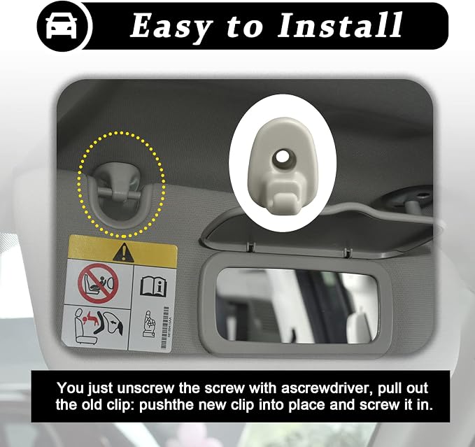 2Pcs Car Sun Visor Clip, Compatible With Jeep Liberty 2005-2012 and Dodge Nitro 2008-2012, Upgraded Car Interior Sunscreen Holder Hook, Automobile Visor Accessories