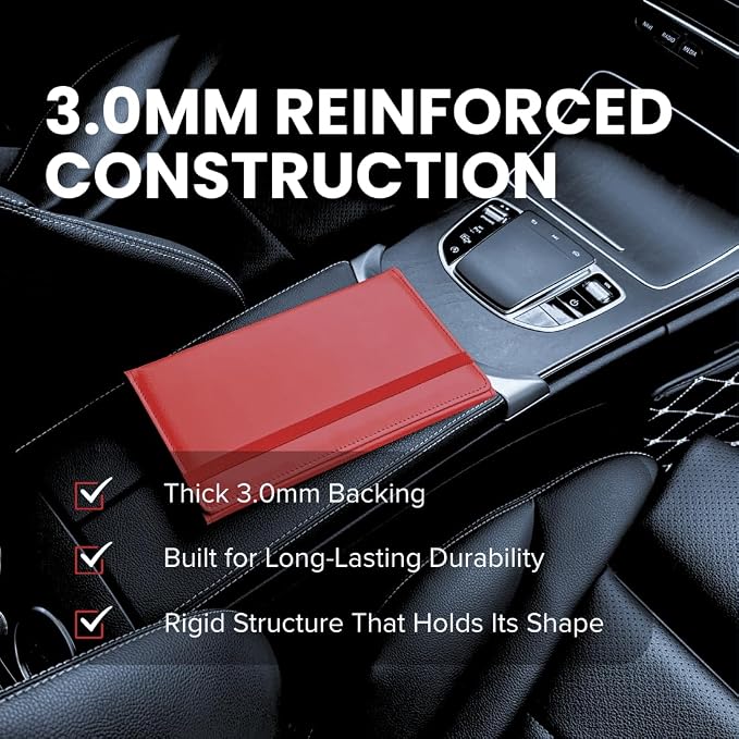 LINTRU Car Registration and Insurance Holder, 12-Pocket Trifold, Glove Box | 3.0mm Reinforced, 16"×9.5" Oversized, Elastic Strap No Magnet, PU Leather, Car Accessories for Men Women