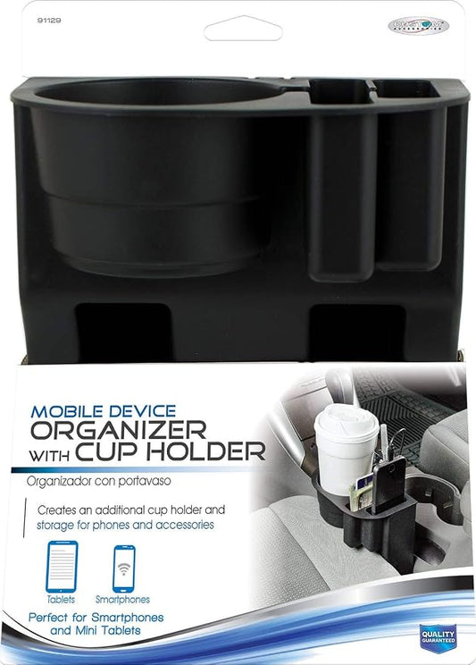 Custom Accessories 91129 Black Mobile Device Organizer with Cup Holder