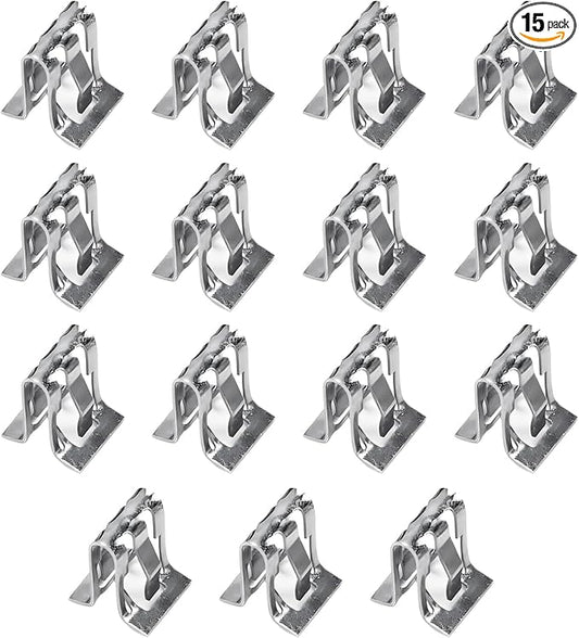 Downhill 15 PCS Automotive Central Control Console Dashboard Interior Panel Clips, Universal Dash Panel Retainer Clips, Metal Lift Door Trim Panel Fixer, for Most Car (Silver)