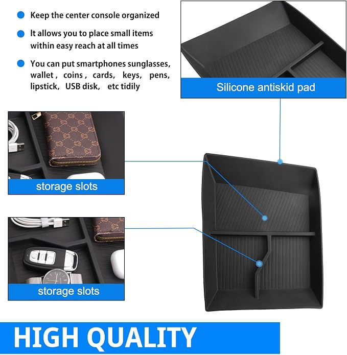 SHAOHAO for 2026 Volkswagen Atlas Under Console Organizer for 2024 2025 2026 Volkswagen Atlas Accessories (SE/SE with Tech/SEL/SEL R-Line/SEL Premium R-Line) Lowe Organizer Tray Easy Removal