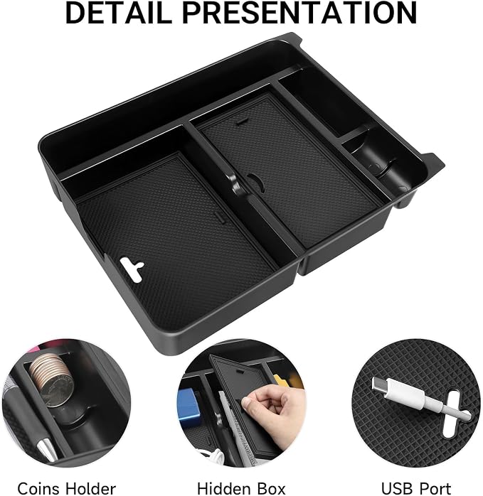 3PCS Center Console Organizer Compatible with Honda 2023-2025 2026 Pilot ＆ 2024-2026 Ridgeline ＆ 2024-2026 Passport Accessories Center Console Dividers Organizer Hidden Storage Boxv