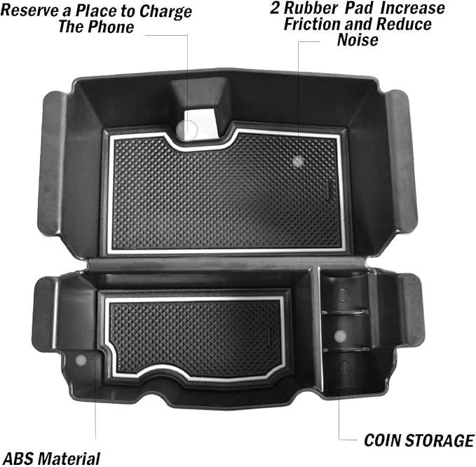 Center Console Organizer Compatible with Jeep Wrangler JL & JLU 2018 2019-2024 2025 2026 Accessories, Gladiator JT Truck 2020 2021 2022 2023-2026 Insert Tray Armrest Storage Box, White