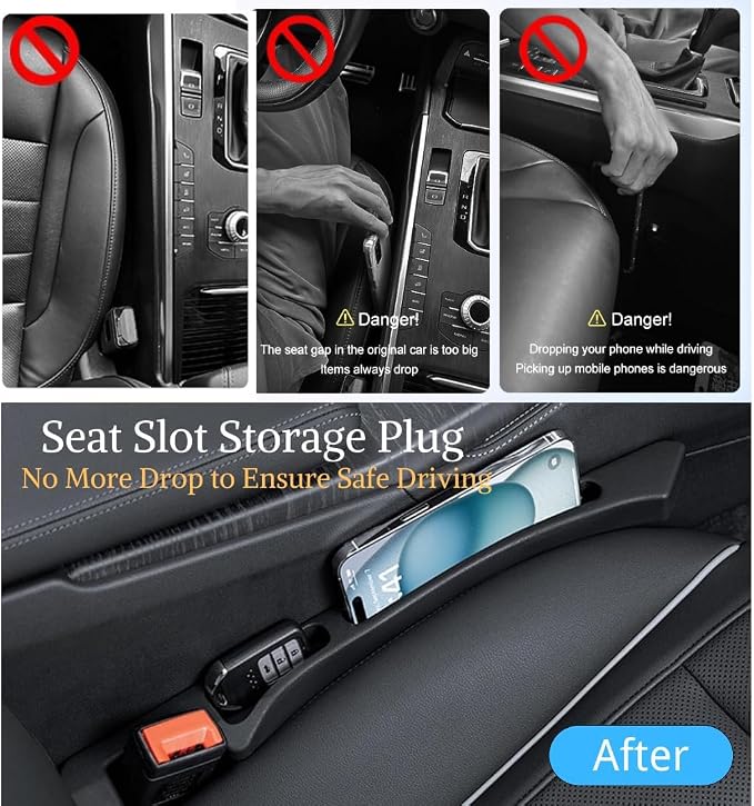 2pcs Car Seat Gap Filler Storage Organizer Multifunctional Prevent Falling Car Seat Gap Blocker Plug for Cars Suvs Truck Rv Car Keep Tidy Tool, Car Essentials Decor Accessories Interior Gift, Orange