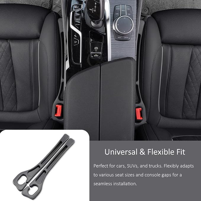 Car Seat Gap Filler Organizer 2-Pack - Universal Fit Seat Gap Plug Blocker, Drop-Proof Console Catcher for Phones, Keys & Cards, Interior Auto Accessories for Cars, Trucks & SUVs