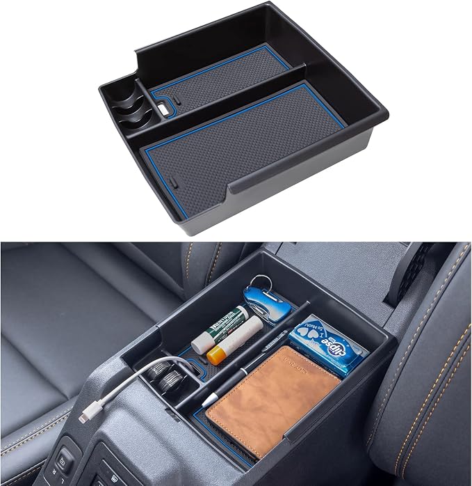 TOPINSTALL New Blue Tray Compatible with 2021-2024 Ford Bronco & 2025+ Bronco 2-Door & 2025+ 4-Door Manual Transmission, Full Size Bronco Organizer (Not for Sport Model & 25 4 Doors AT)