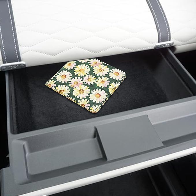 Car Registration and Insurance Holder, Premium Pu Leather Vehicle Glove Box Organizer - for Driver License, Cards & Essential Documents (S-Floral)