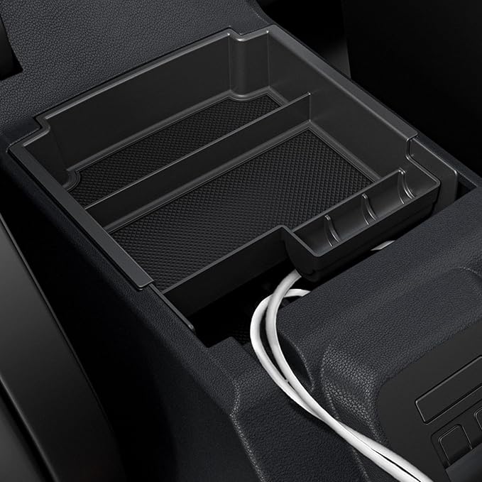 Mabett Double-Layer Console Organizer for Bronco 2025 2026 4-door, Armrest Storage Box with Non-Slip Mat for Bronco Accessories (Not for Manual Transmission Not for Bronco Sport)