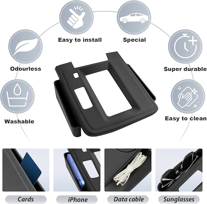 SKTU for 2026 Toyota Corolla Cross Gear Shift Panel for 2026+ Toyota Corolla Cross (XLE/Hybrid XSE) Center Console Organizer 2026 Corolla Cross Accessories Rubber Passenger Side Storage Box Durable
