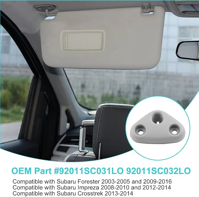 2 Pack Sun Visor Clip Replacement Compatible with Subaru Impreza Sedan Crosstrek Forester Outback, ABS Construction Sunvisor Inner Clips Holder Hook, OEM #92011SC031LO 92011SC032LO (Grey)