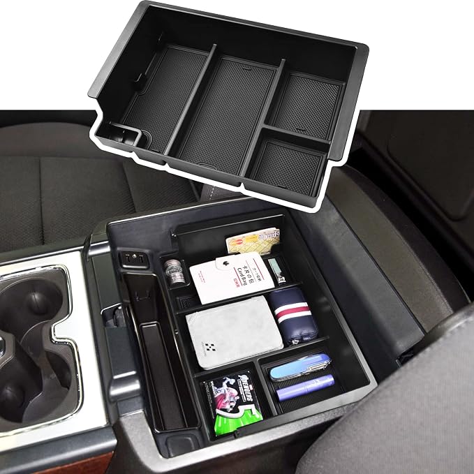 EDBETOS Full-Size Center Console Organizer Tray Compatible with 2014-2018 Chevy Silverado/GMC Sierra 1500 and 15-19 2500HD/3500HD,2015-2020 Tahoe/Suburban/Yukon/XL(Full Console w/Bucket Seats ONLY)