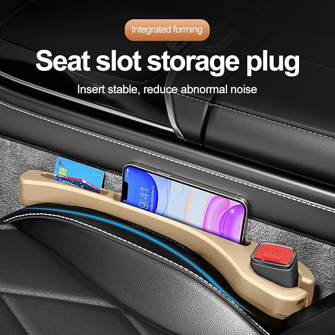 Stacool [2026 Upgrade] 2PCS Car Seat Gap Filler with Phone Holder,Multi-Function Car Side Seat Gap Filler for Prevent Items Falling,Universal Car Seat Organizer Car Accessories (Beige)