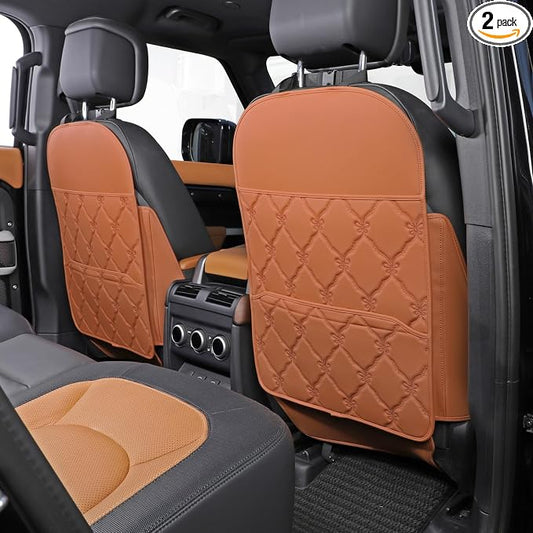 TAIKOO Seat Back Protector w/Dual Pockets,Guards Seats from Kicks & Scuffs | Keeps seat backs looking new for a long time. Easy to install and clean. 2-piece set, size: 30in × 18in × 0.2in