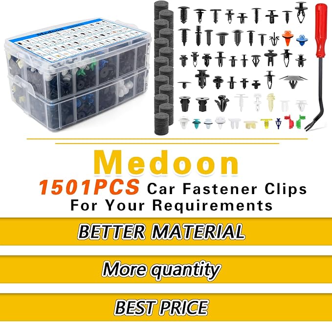 Car Retainer Clips 1501 PCS, 55 Sizes Car Panel Trim Clips Kits, Auto Push Fasteners for Ford GM Toyota Honda Chrysler BMW Benz Nissan Subaru Mazda Chevy GMC