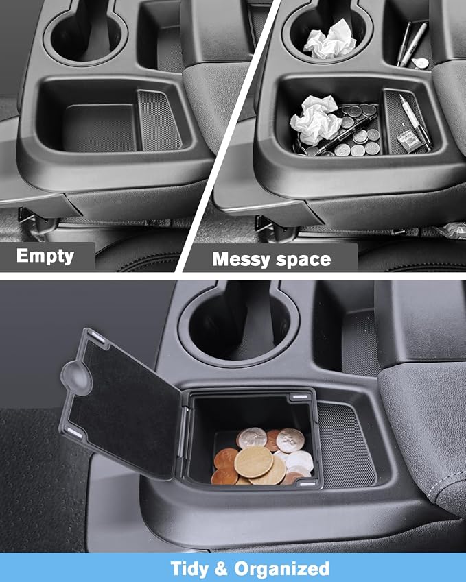 for Center Console Organizer Tray Coin Box Non-Dropping Design Compatible with 2019-2026 Silverado&Sierra 1500& 2020-2026 Silverado&Sierra 2500HD 3500HD (Split-Bench Folding Seat) ABS Materials