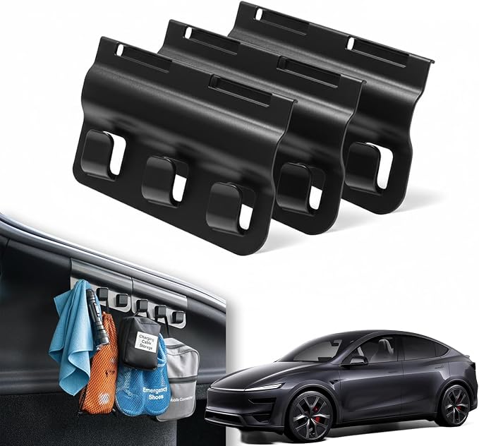 [3-Pack] Upgraded Rear Trunk Grocery Bag Hooks for 2025-2026 Tesla Model Y Juniper, Heavy-Duty ABS Trunk Organizer Hooks, Interior Storage Upgrade Accessories