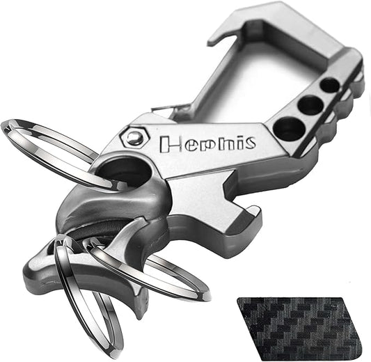 Hephis Skull Heavy Duty Key Chain,Car Emergency Escape Tool, Seat belt Cutter,Bottle Opener,Carabiner Car Key Chains