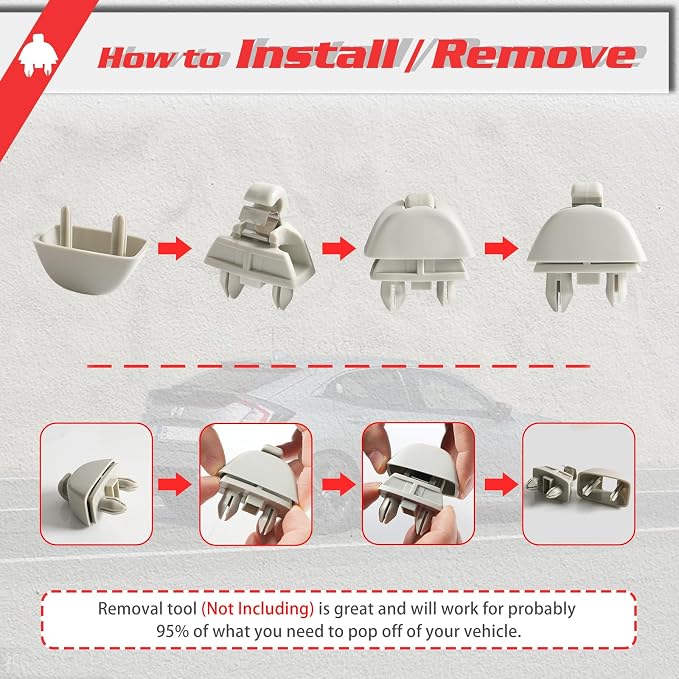 OTUAYAUTO 4F0857561 2pcs Sun Visor Support Clip Retainer for Audi A6 Quattro A7 A8 RS6 for VW Passat, Polo, Upgraded Car Interior Sunscreen Holder Hook Grey Anti Vibration 6R0857561Y20