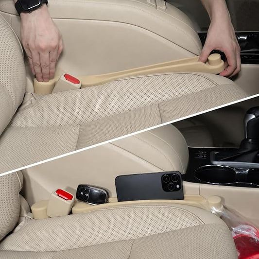 Givifive Car Seat Gap Filler Set of 2, Soft Foam Multifunctional Seat Side Gap Filler with Organizer & Hook Function, 3in1 Gap Stopper Universal Fit Car SUV Truck Fill The Gap Between Seat & Console