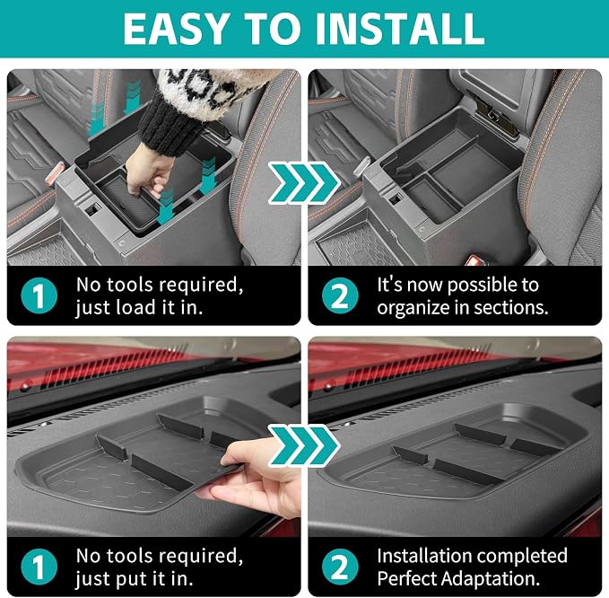 2PCS Center Console Organizer Set Compatible with 2022-2024 Nissan Frontier S/SV/Pro-X/Pro-4X/SL Accessories (NOT FIT 2025 2026), Dashboard Tray with Phone Holder & Armrest Storage Box