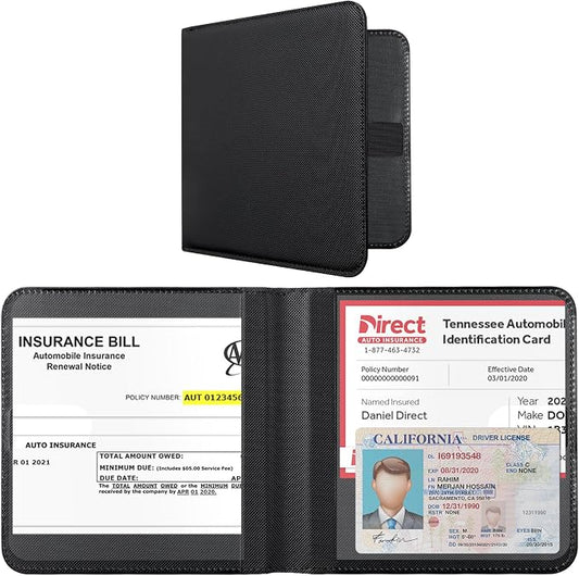 CoBak Car Registration and Insurance Holder - Small and Lightweight Vehicle Glove Box Car Organizer, Auto Truck Comparment Accessories Case for Essential Document, Driver License (Rhombus Black)