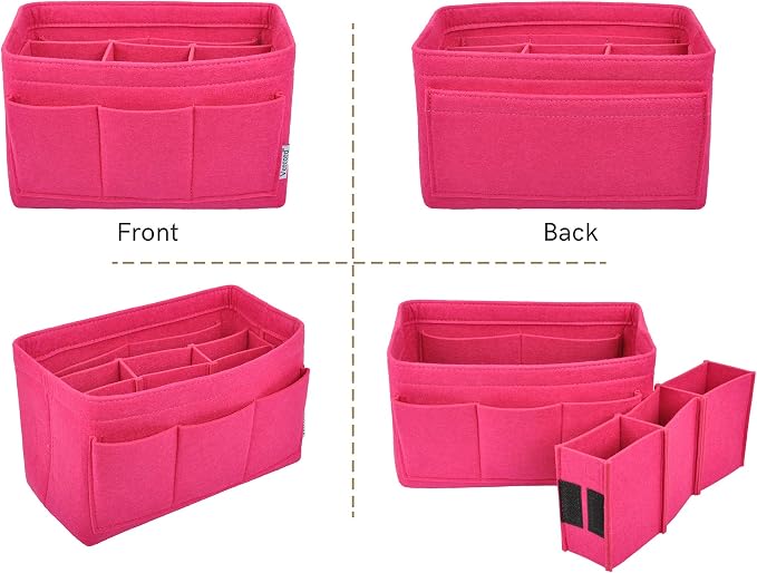 Vercord Felt Purse Organizer Handbag Insert Liner Shaper Bag in Bags for Speedy Neverfull Tote Rose Xlarge