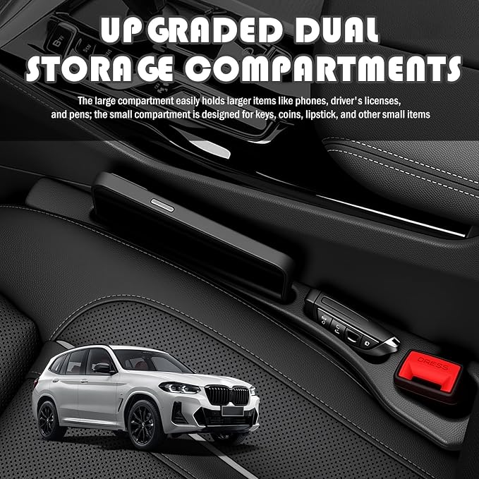 2PCS Car Seat Gap Filler Organizer,2026 Upgraded Car Seat Gap Plug with Storage Slot & Phone Holder,Portable Between Seats Cars Gaps Filler for Seats Gaps 1.1"-1.4" Wide