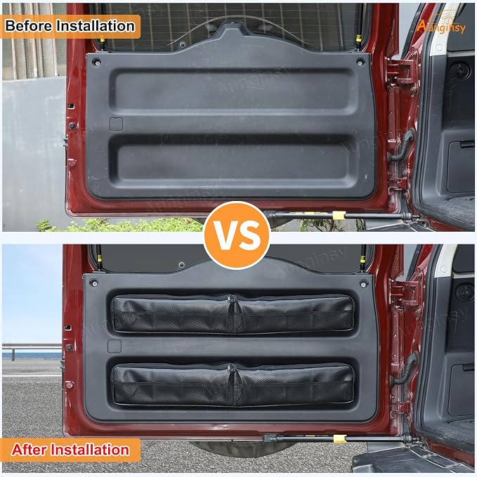 Aunginsy 2Pcs Trunk Organizer Compatible with Toyota FJ Cruiser 2007-2024+, Car Rear Tailgate Storage Bag Back Door Panel Storage Pocket Box Multi-Compartment Oxford Cloth Expansion Space Accessories