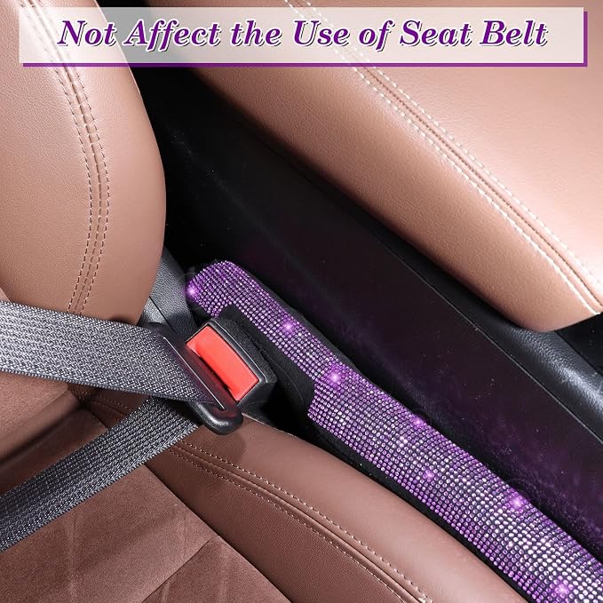 ToBeQueen Purple Car Seat Gap Filler, Handmade Crystal Diamond Rhinestone Purple Bling Car Accessories for Women, Universal Fit for Car SUV Truck(Purple)