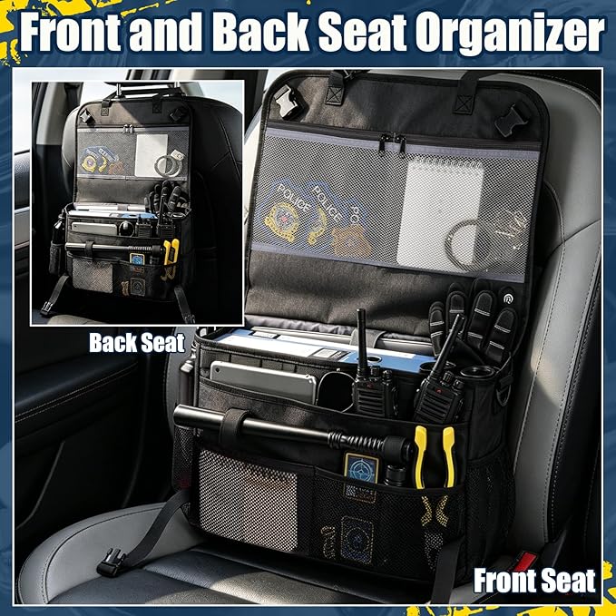 GDNasist Patrol Bag Law Enforcement, Car Front Seat Organizer, Police Duty Bag for Police Gear with 15.6" Laptop Storage, Molle Webbing, Multiple Compartment, Adjustable Straps