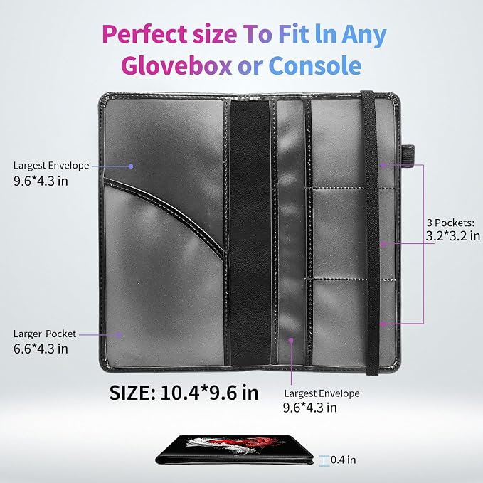 Car Registration and Insurance Holder,Leather Insurance License and Registration Card Holder for Car Glove Box, Auto Truck Document Holder Organizer for Men Women-Red Heart with Feather