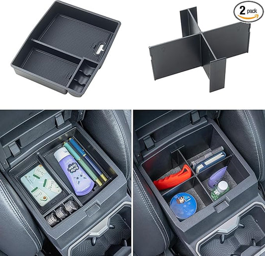 JKCOVER 2PCS Center Console Organizer Compatible with 2024 2025 2026 Toyota Tacoma(4th Gen) Center Console Tray and Divider Storage Accessories